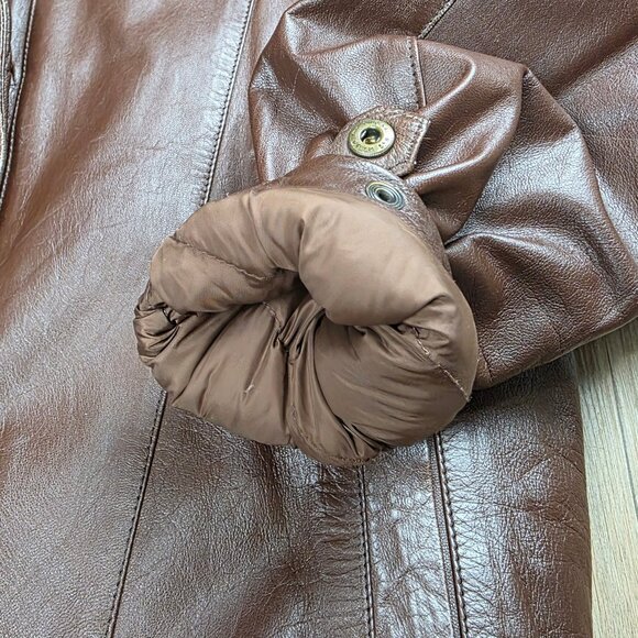Eddie Bauer Vintage Women's Jacket Leather Winter Down-filled - Picture 12 of 13